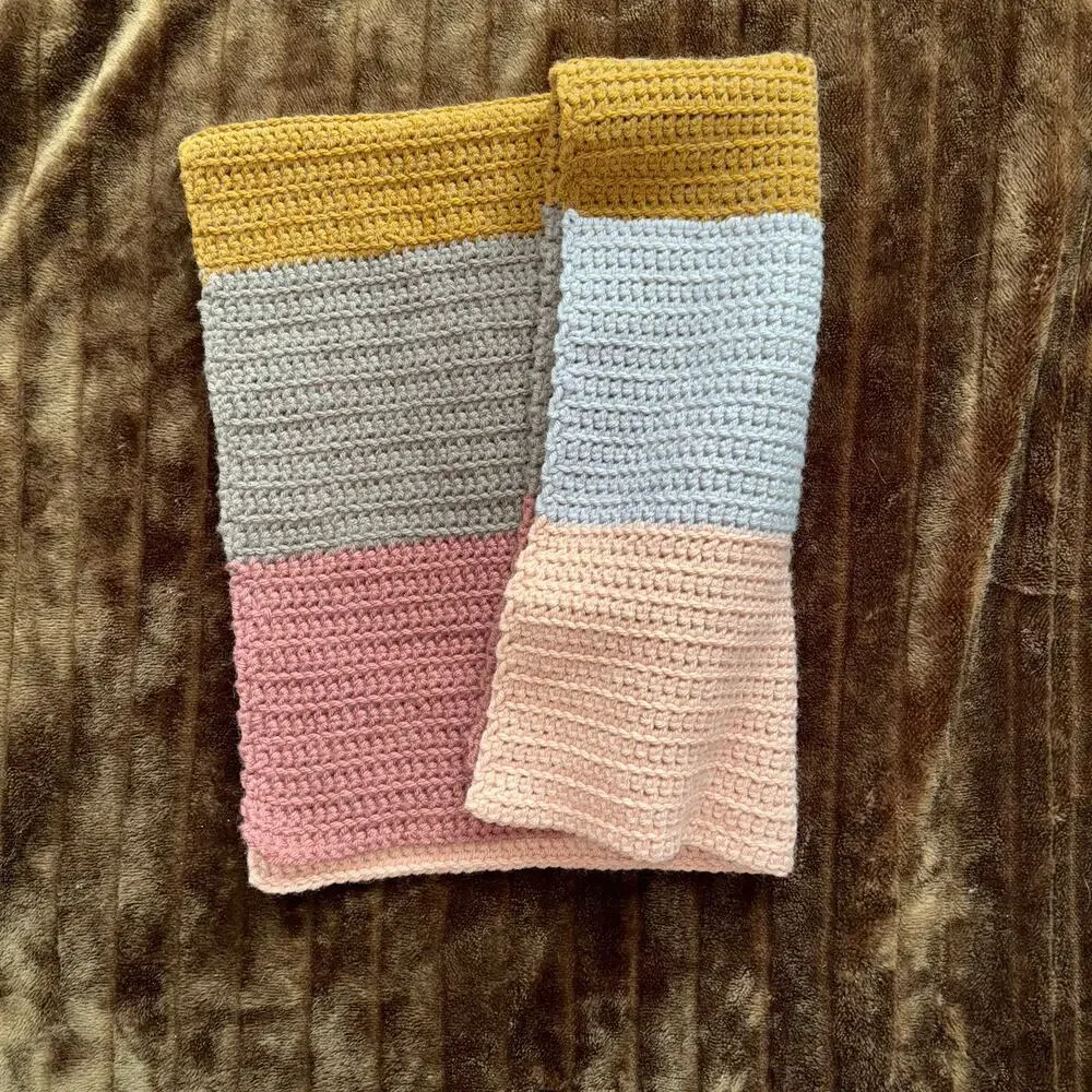 Hand Crochet Throw Blanket Wide Earthy Stripes Chunky Knit‎ 27